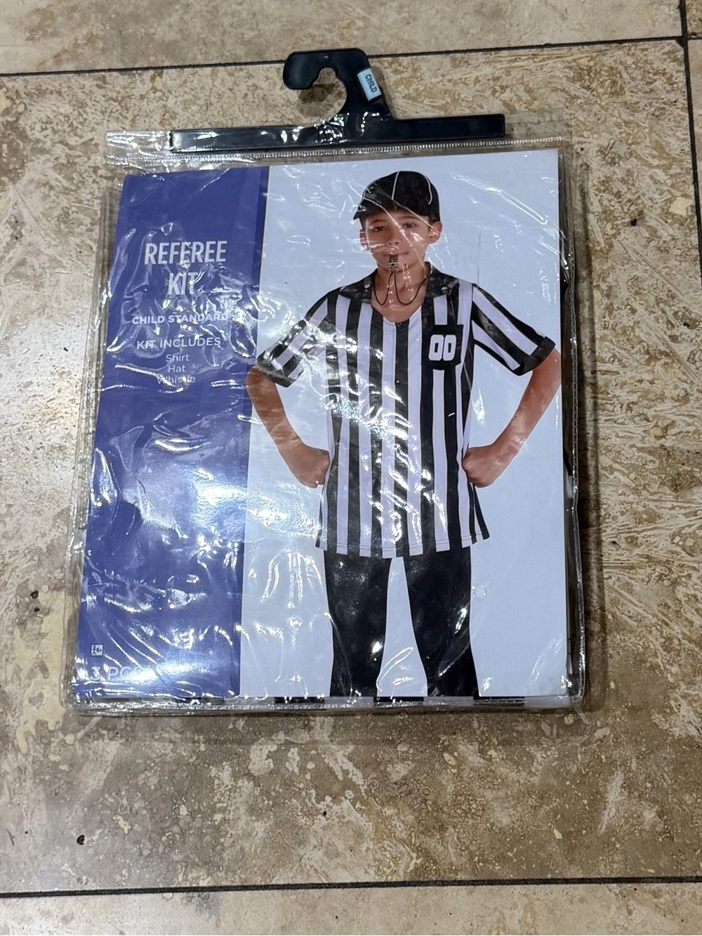 Youth Referee Costume Set - Black & White Striped Shirt with Cap